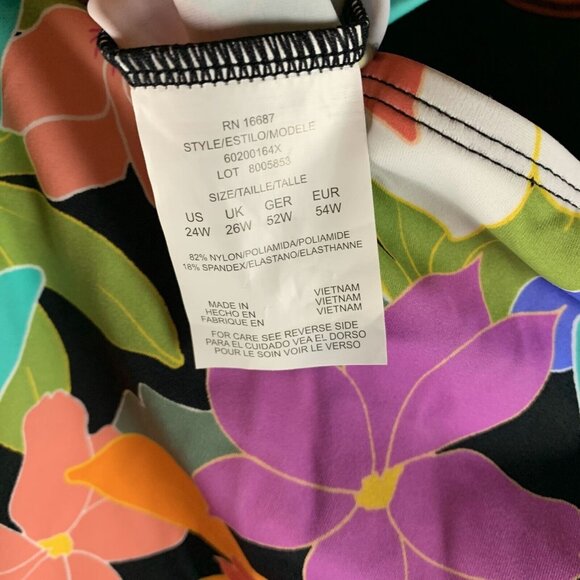 Swim Solutions Blouson Underwire Tankini Top Women 24W Multi Floral Shirred Neck - Picture 4 of 5